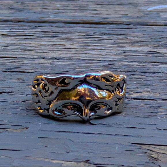 Vintage-Style Jesus Head Flame Ring Size 10 Goth Streetwear - Picture 2 of 8
